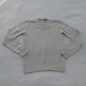 Allen Solly Sweater Mens Medium Gray 100% Cashmere V-Neck Long Sleeve Fine Knit